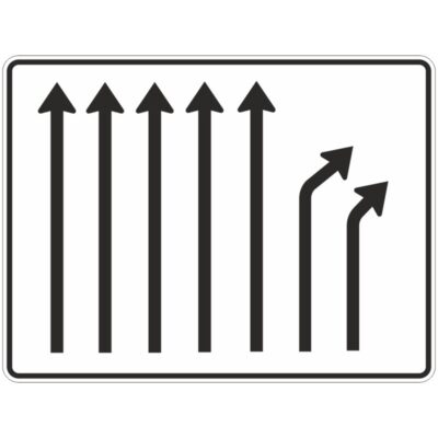Verkehrszeichen 533-28 Trennungstafel ohne Gegenverkehr, 5-streifig durchgehend und 2-streifig rechts ab | gemäß StVO