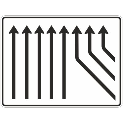 Verkehrszeichen 550-60 Zusammenführungstafel, an durchgehender Strecke, 5-streifig plus 3 Fahrstreifen von rechts | gemäß StVO