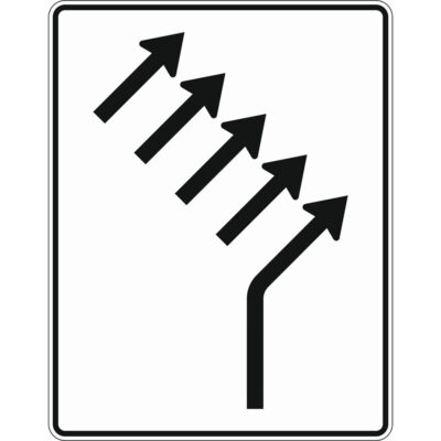 Verkehrszeichen 551-25 Zusammenführungstafel, an einmündender Strecke, 1-streifig einmündend plus 4-streifig durchgehend | gemäß StVO