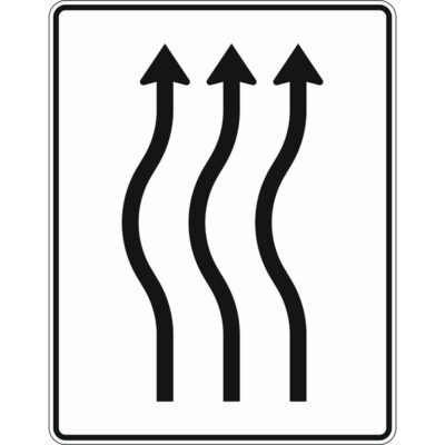 Verkehrszeichen 513-12 Verschwenkungstafel kurze Verschwenkung, ohne Gegenverkehr, 3-streifig nach links | gemäß StVO