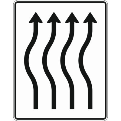 Verkehrszeichen 513-13 Verschwenkungstafel kurze Verschwenkung, ohne Gegenverkehr, 4-streifig nach links | gemäß StVO