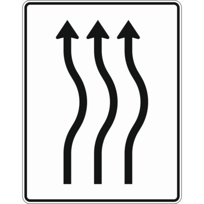 Verkehrszeichen 513-22 Verschwenkungstafel kurze Verschwenkung, ohne Gegenverkehr, 3-streifig nach rechts | gemäß StVO