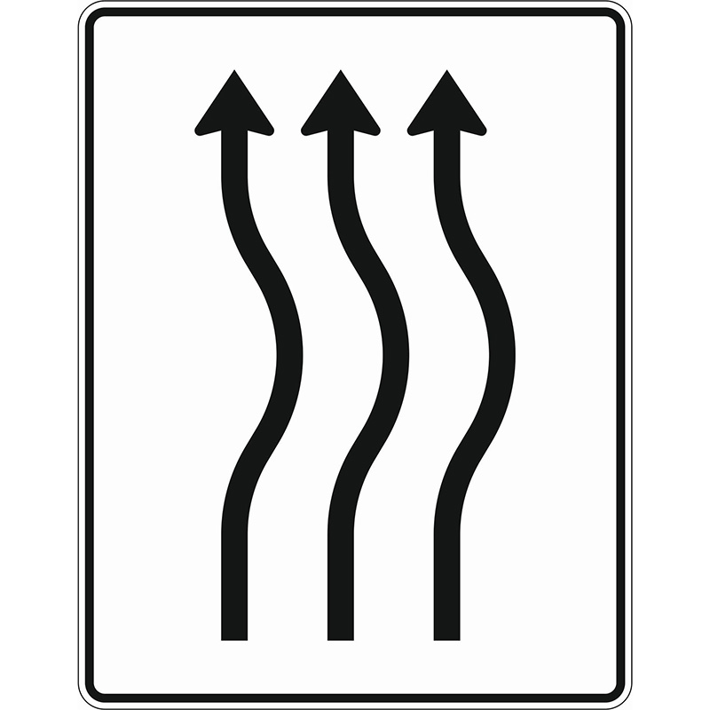 Verkehrszeichen 513-22 Verschwenkungstafel kurze Verschwenkung, ohne Gegenverkehr, 3-streifig nach rechts | gemäß StVO