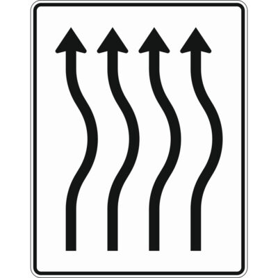 Verkehrszeichen 513-23 Verschwenkungstafel kurze Verschwenkung, ohne Gegenverkehr, 4-streifig nach rechts | gemäß StVO