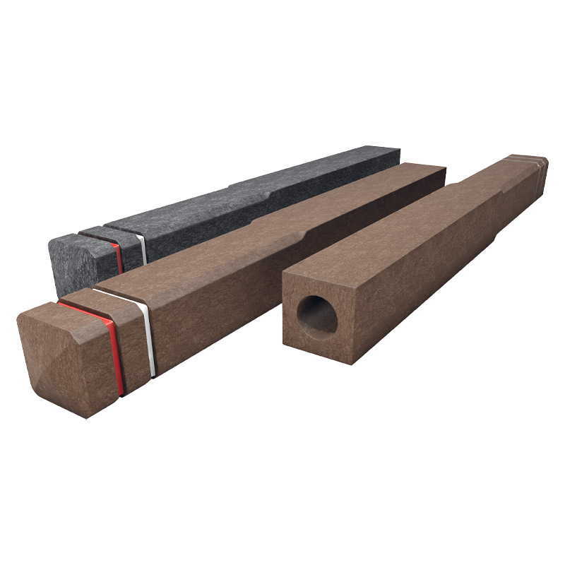 Recyclingpfosten mit Diamantkopf in braun oder anthrazit | Liegend