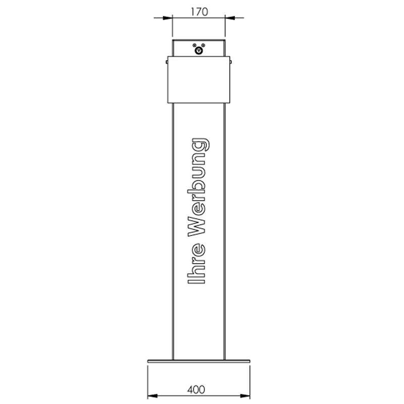Standascher halbrund 7067S-00, Inhalt 2 Liter | Skizze Front
