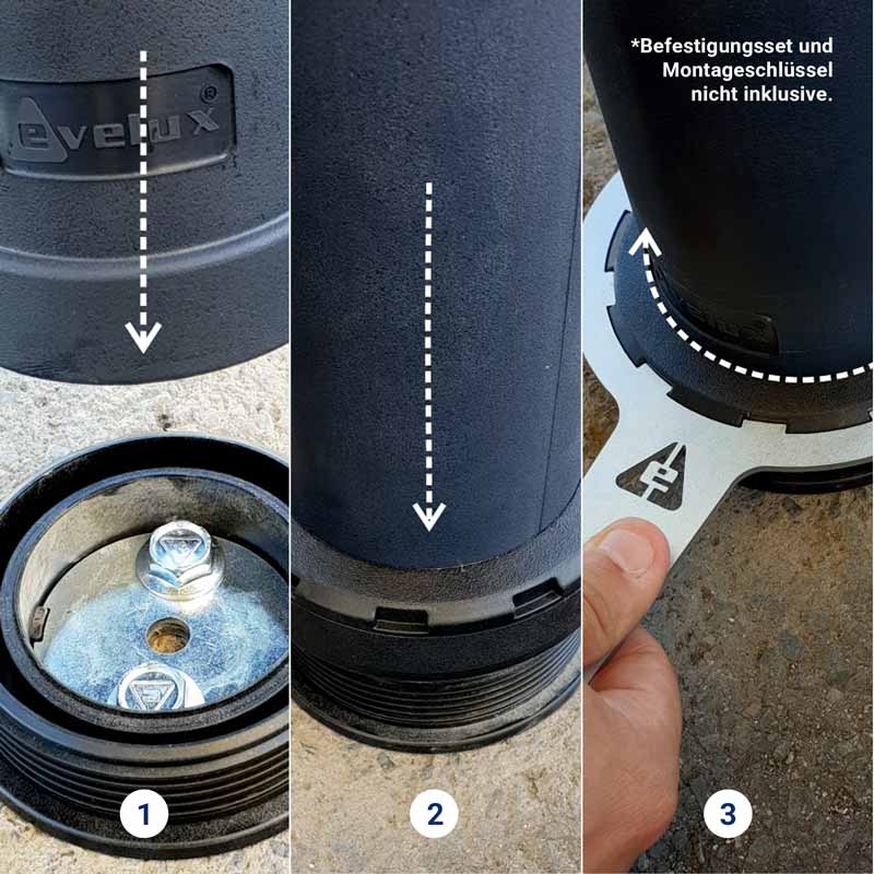 CityFlex Stilpoller Kapa | Montageanleitung mit Befestigungsset und Montageschlüssel