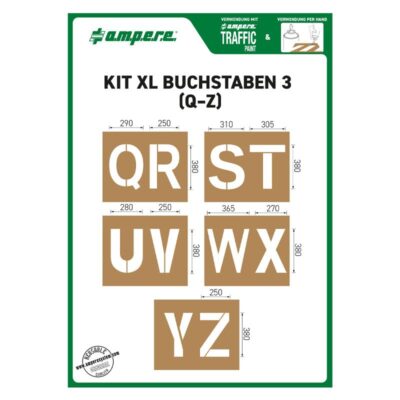 Schablonensatz KIT XL Buchstaben Q-Z | Für Bodenbeschriftung