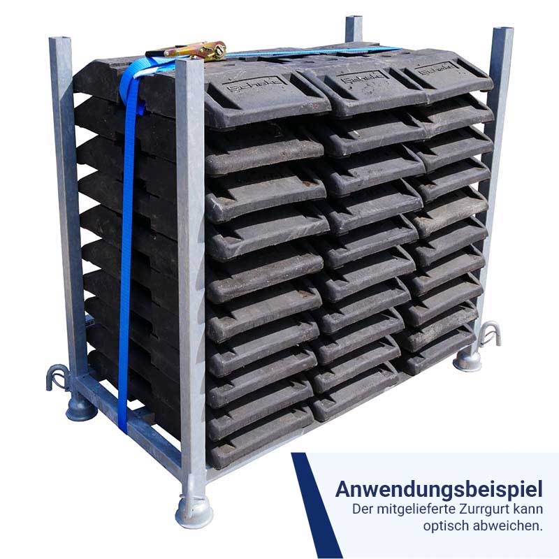 Stapelpalette für 30 Fußplatten Serie 50380 | befüllt