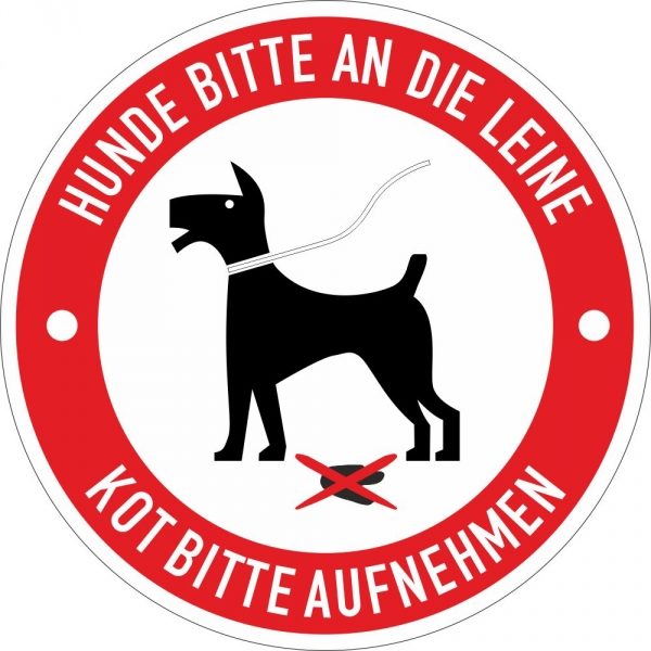 Hinweisschild AH36, Hunde an die Leine Kot aufnehmen › Strassenausstatter