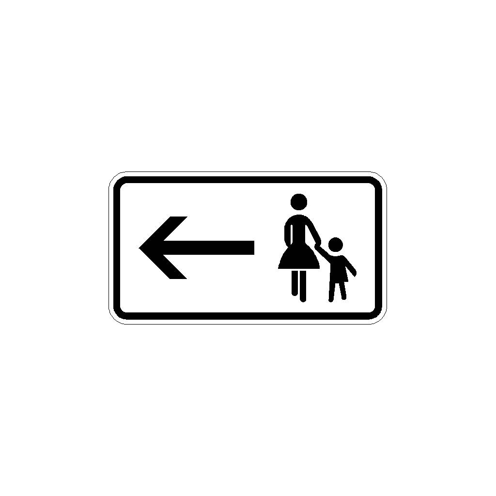 Sicherheitsschild "Fußgänger & Pfeil Links" – Selbstklebend, Blau/weiß