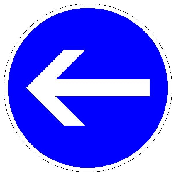 Verkehrszeichen 21110 Fahrtrichtung hier links